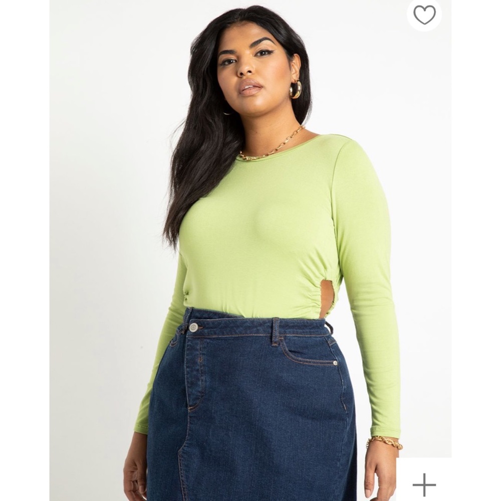 NWT ELOQUII Long Sleeve Top With Ruched Cutouts - Herbal Garden - Picture 5 of 10